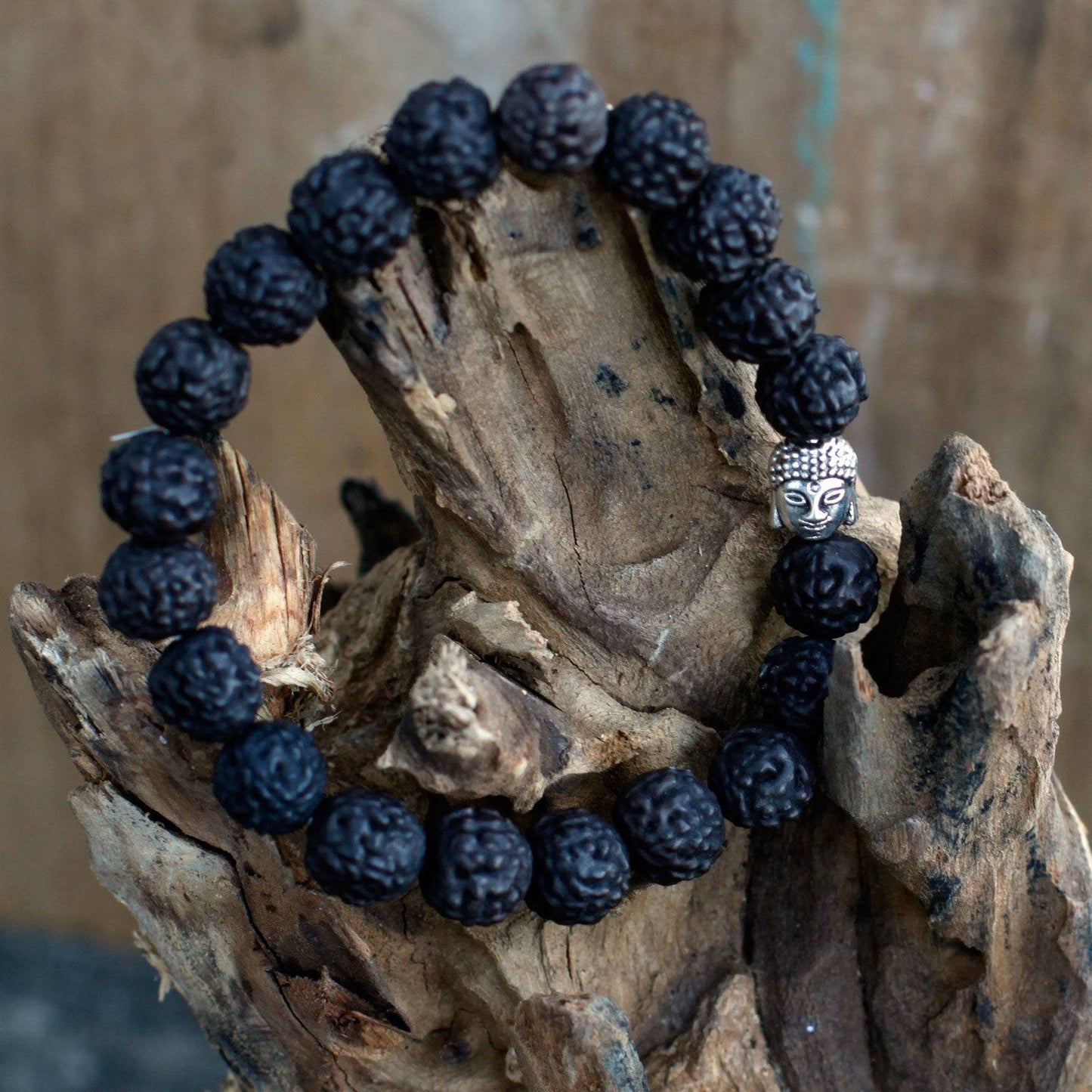 Rudraksha Buddha Armband "Dunkel"