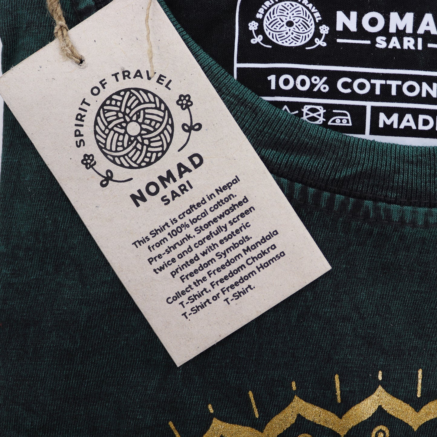 Mandala T-Shirt aus 100 % Baumwolle mit Stonewashed-Effekt