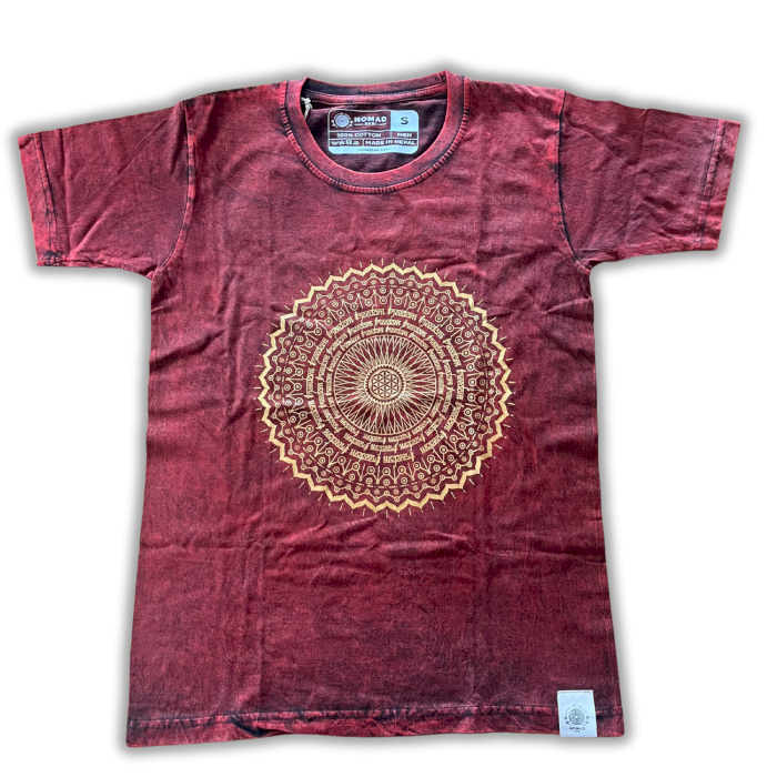 Mandala T-Shirt aus 100 % Baumwolle mit Stonewashed-Effekt