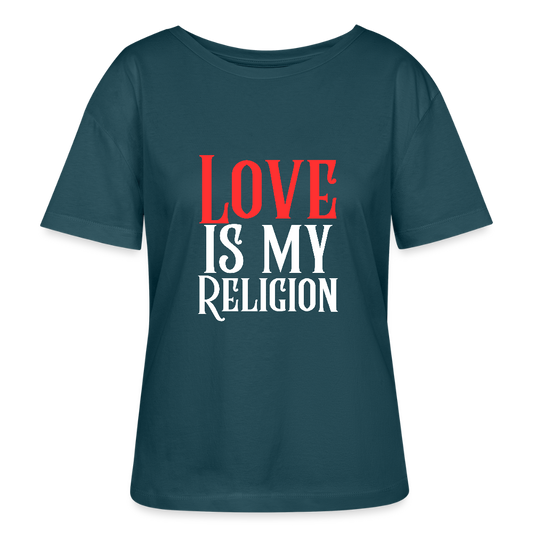 Bio Rundhals Frauen T-Shirt RELIGION Dunkles Petrol