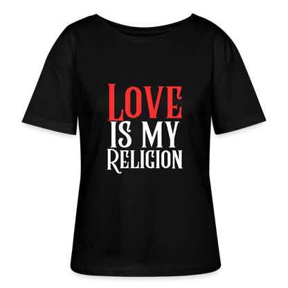 Bio Rundhals Frauen T-Shirt RELIGION Schwarz
