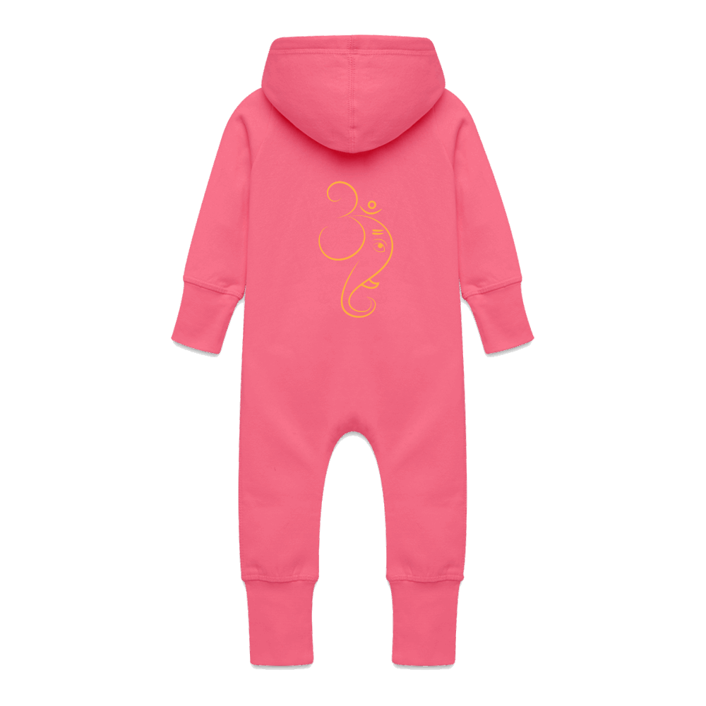 Bio Baby Overall mit Kapuze OM GANESHA Fuchsia