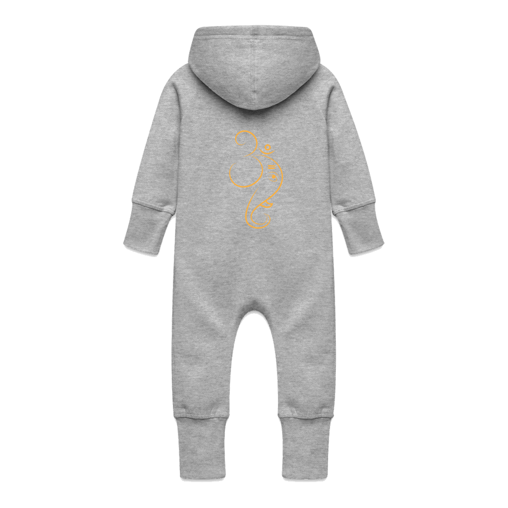 Bio Baby Overall mit Kapuze OM GANESHA Grau meliert