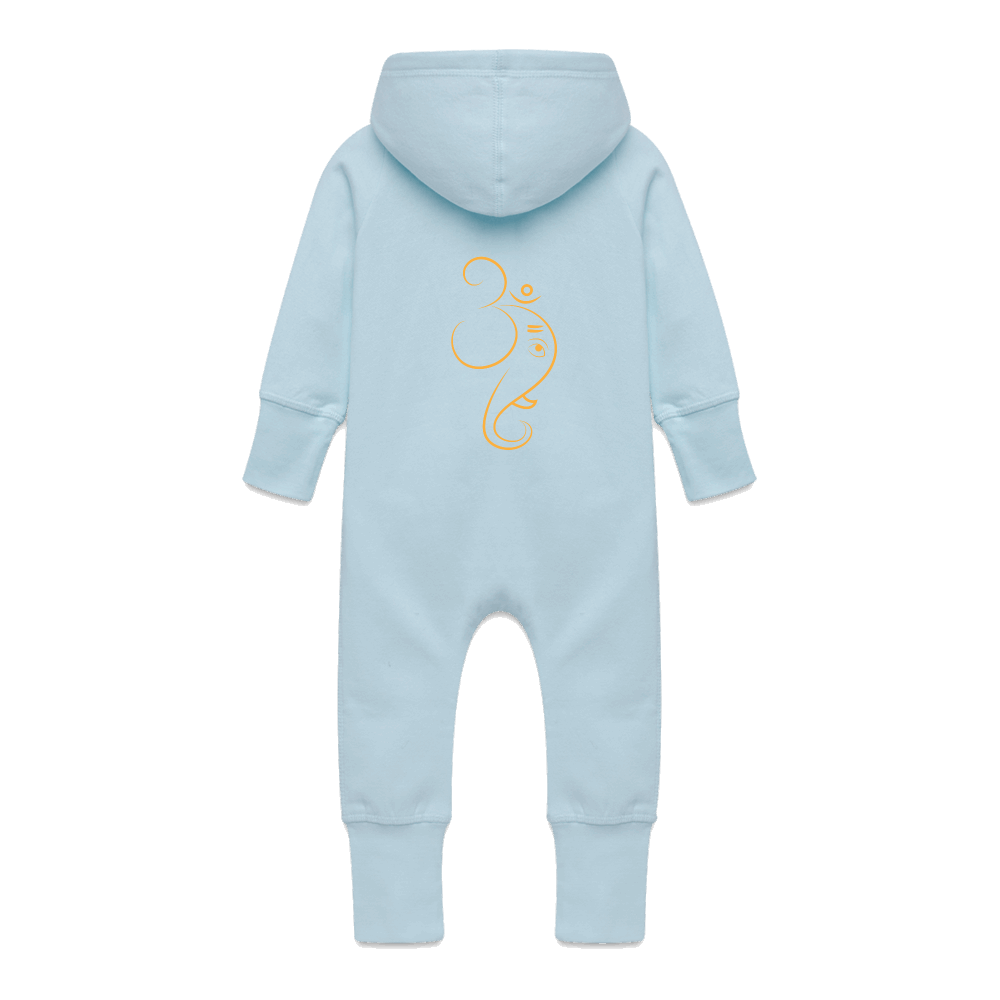 Bio Baby Overall mit Kapuze OM GANESHA Hellblau