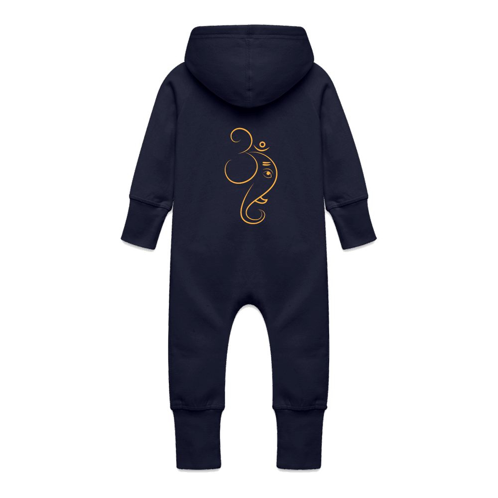 Bio Baby Overall mit Kapuze OM GANESHA Navy