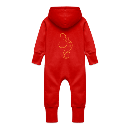 Bio Baby Overall mit Kapuze OM GANESHA Rot