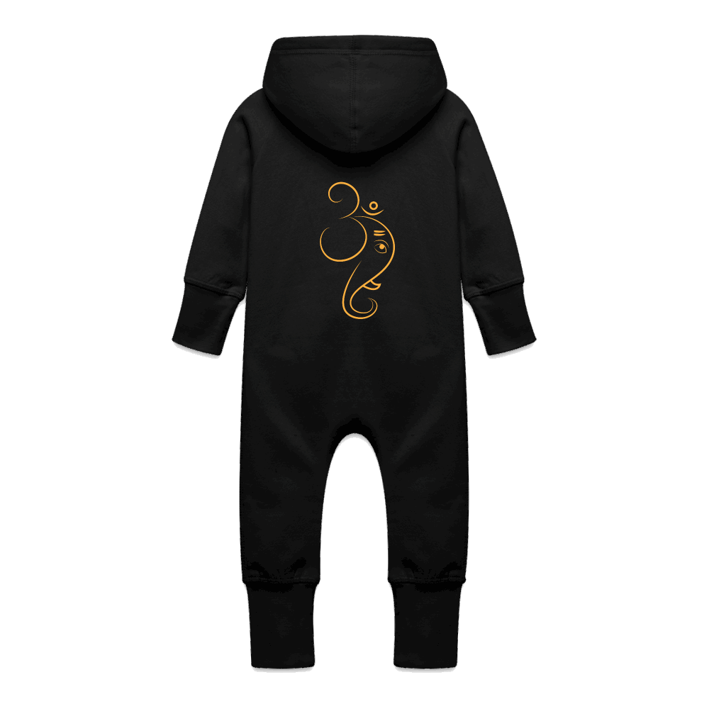 Bio Baby Overall mit Kapuze OM GANESHA Schwarz