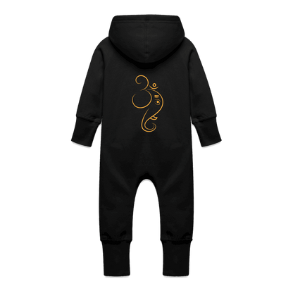 Bio Baby Overall mit Kapuze OM GANESHA Schwarz