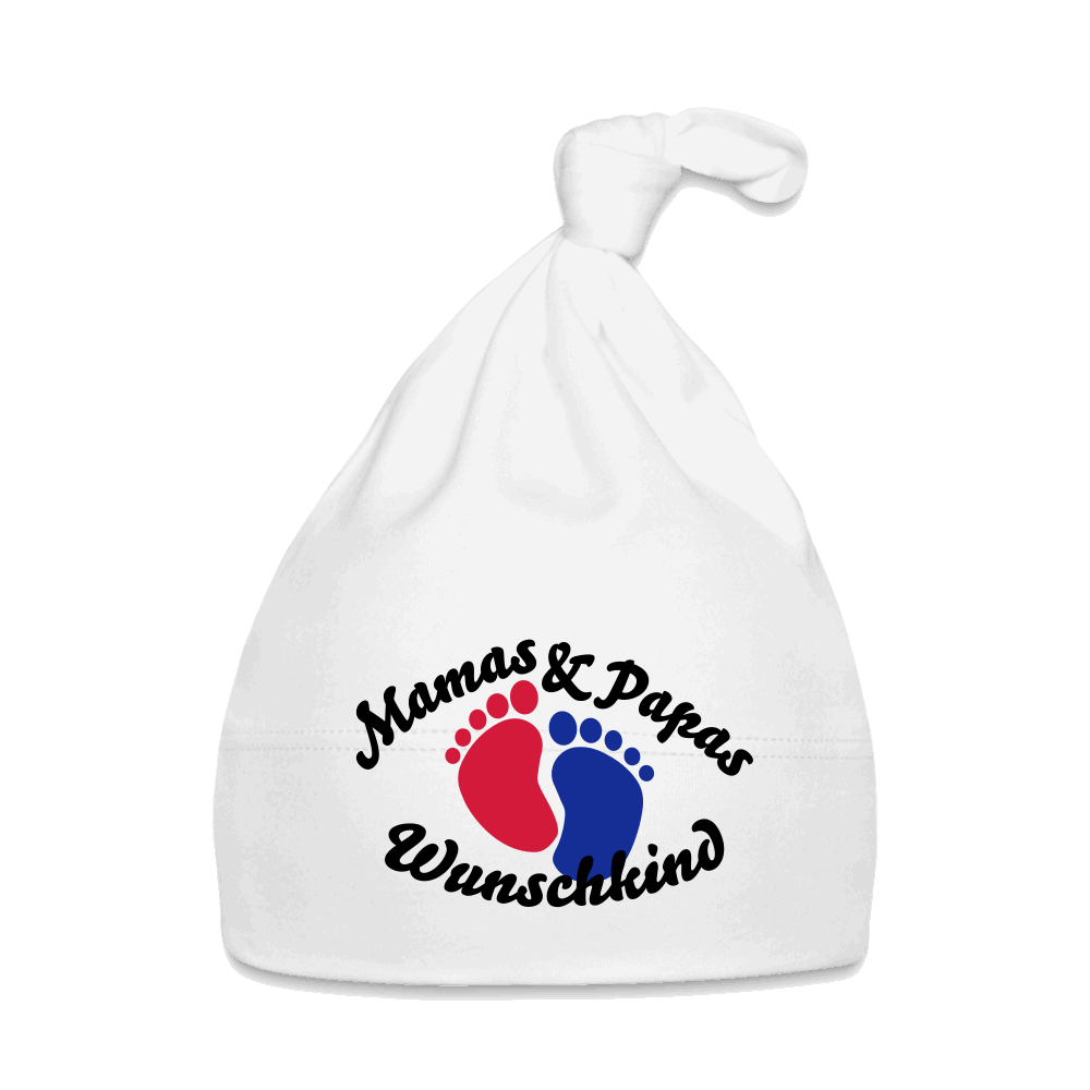 Bio Baby Mütze MAMA PAPA Weiß