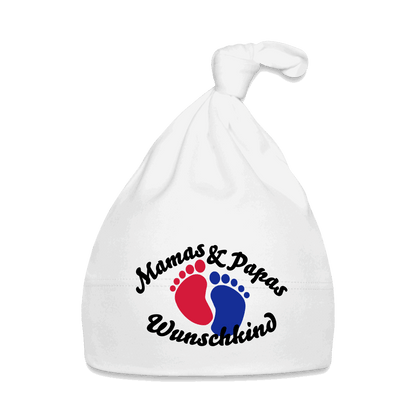 Bio Baby Mütze MAMA PAPA Weiß
