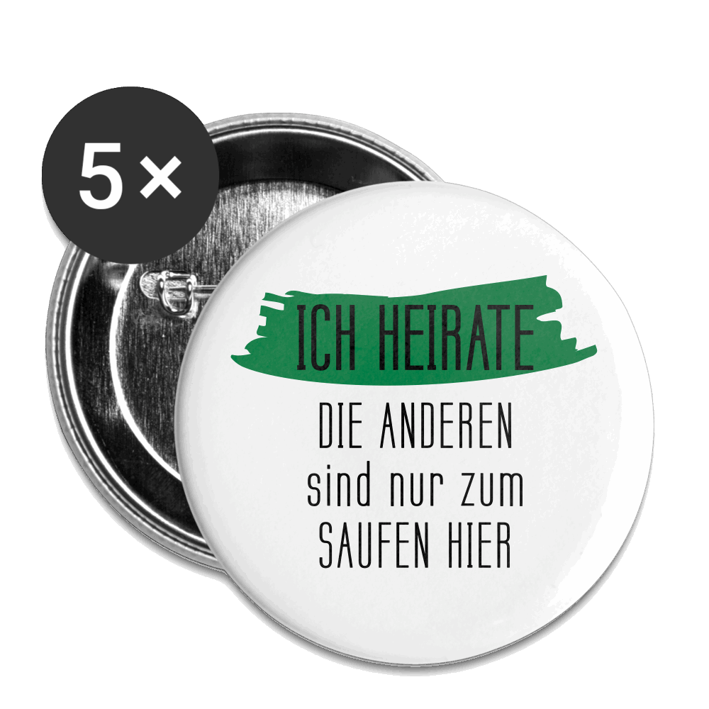 Buttons klein (5stk) ICH HEIRATE Weiß