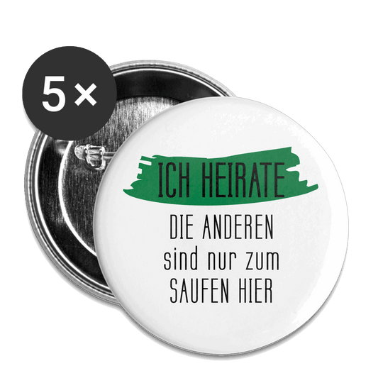 Buttons klein (5stk) ICH HEIRATE Weiß