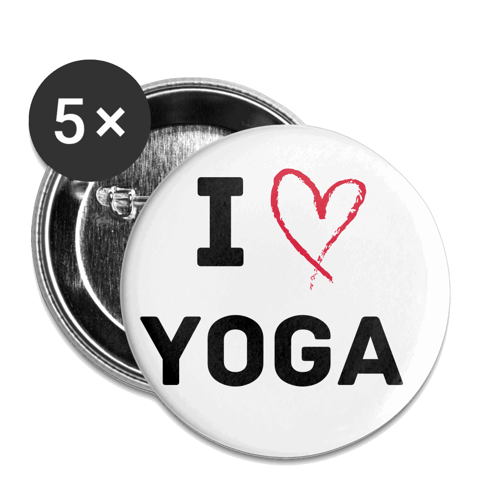 Buttons mittelgroß (5stk) LOVE YOGA Weiß
