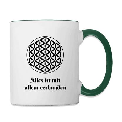 Tasse - Zweifarbig BLUME DES LEBENS Weiß Dunkelgrün