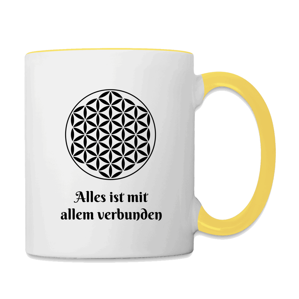 Tasse - Zweifarbig BLUME DES LEBENS Weiß Gelb