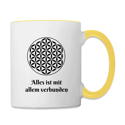 Tasse - Zweifarbig BLUME DES LEBENS Weiß Gelb
