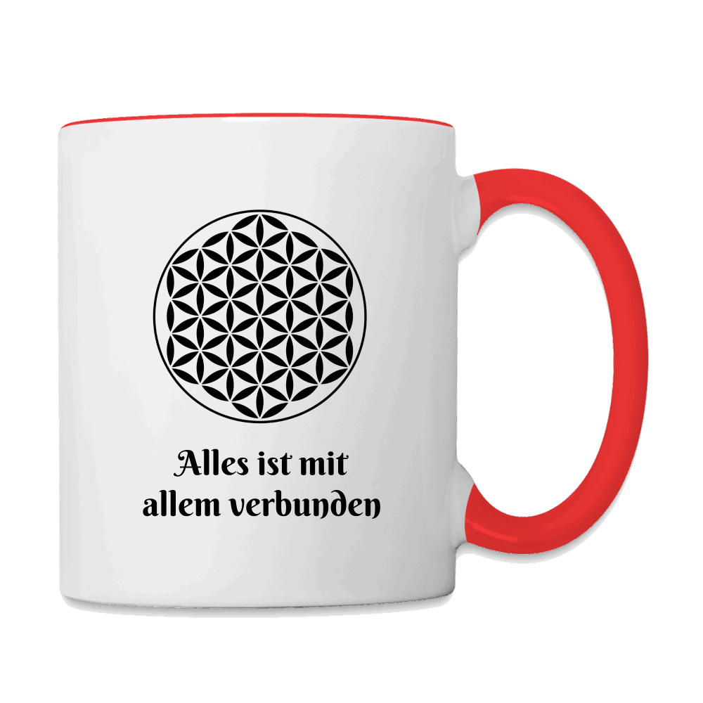 Tasse - Zweifarbig BLUME DES LEBENS Weiß Rot