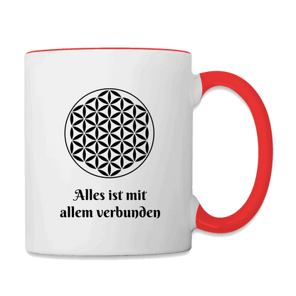 Tasse - Zweifarbig BLUME DES LEBENS Weiß Rot