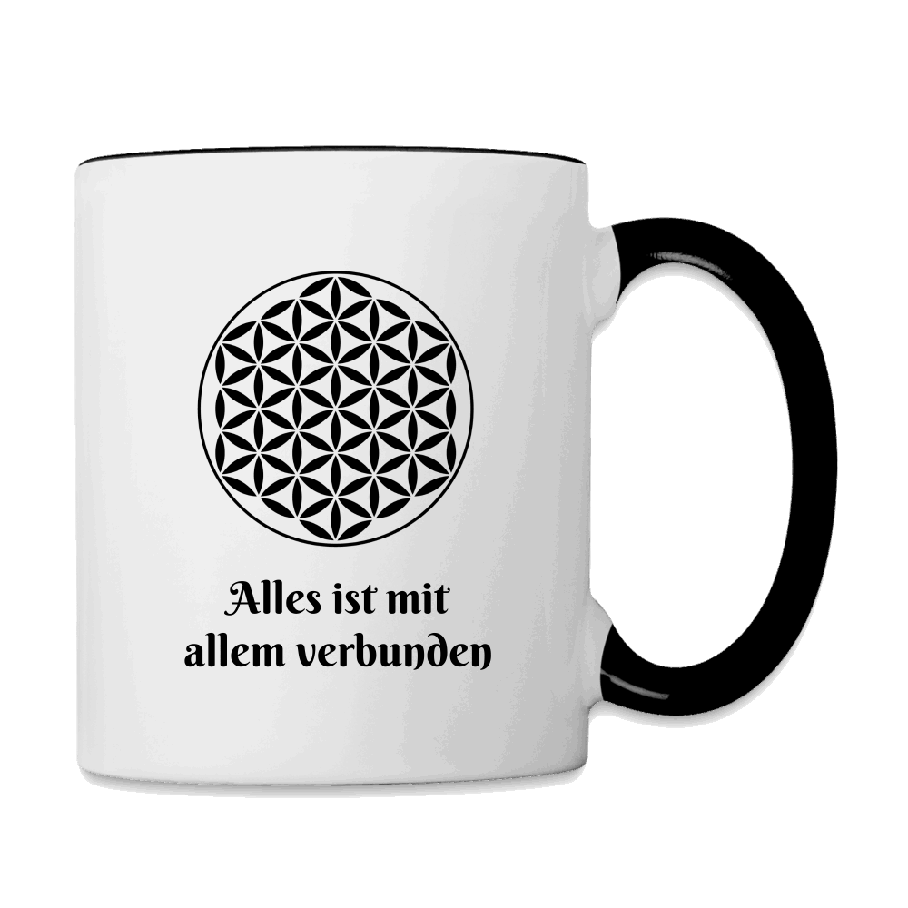 Tasse - Zweifarbig BLUME DES LEBENS Weiß Schwarz