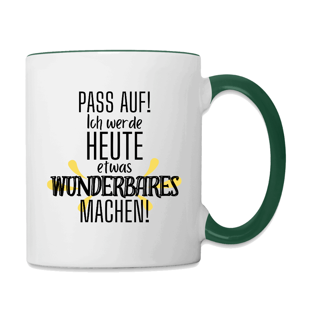 Tasse - Zweifarbig WUNDERBAR Weiß Dunkelgrün
