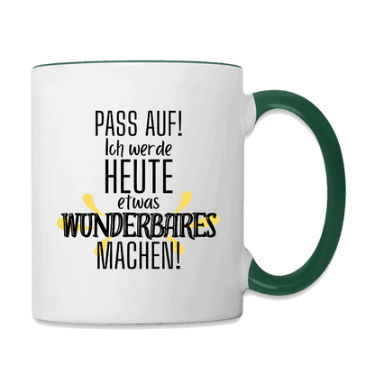 Tasse - Zweifarbig WUNDERBAR Weiß Dunkelgrün