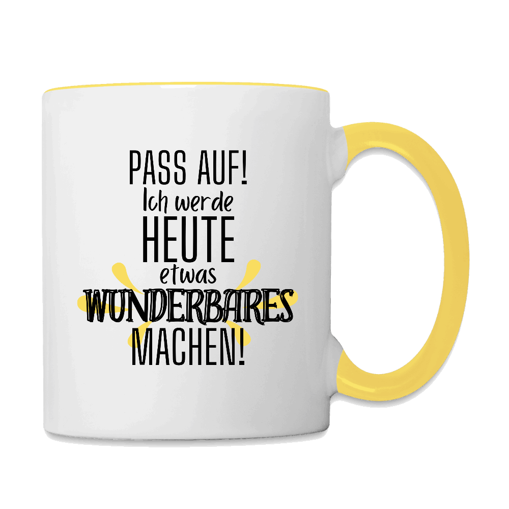 Tasse - Zweifarbig WUNDERBAR Weiß Gelb