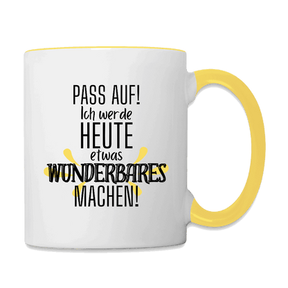Tasse - Zweifarbig WUNDERBAR Weiß Gelb