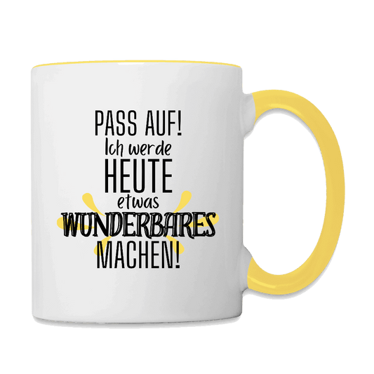 Tasse - Zweifarbig WUNDERBAR Weiß Gelb