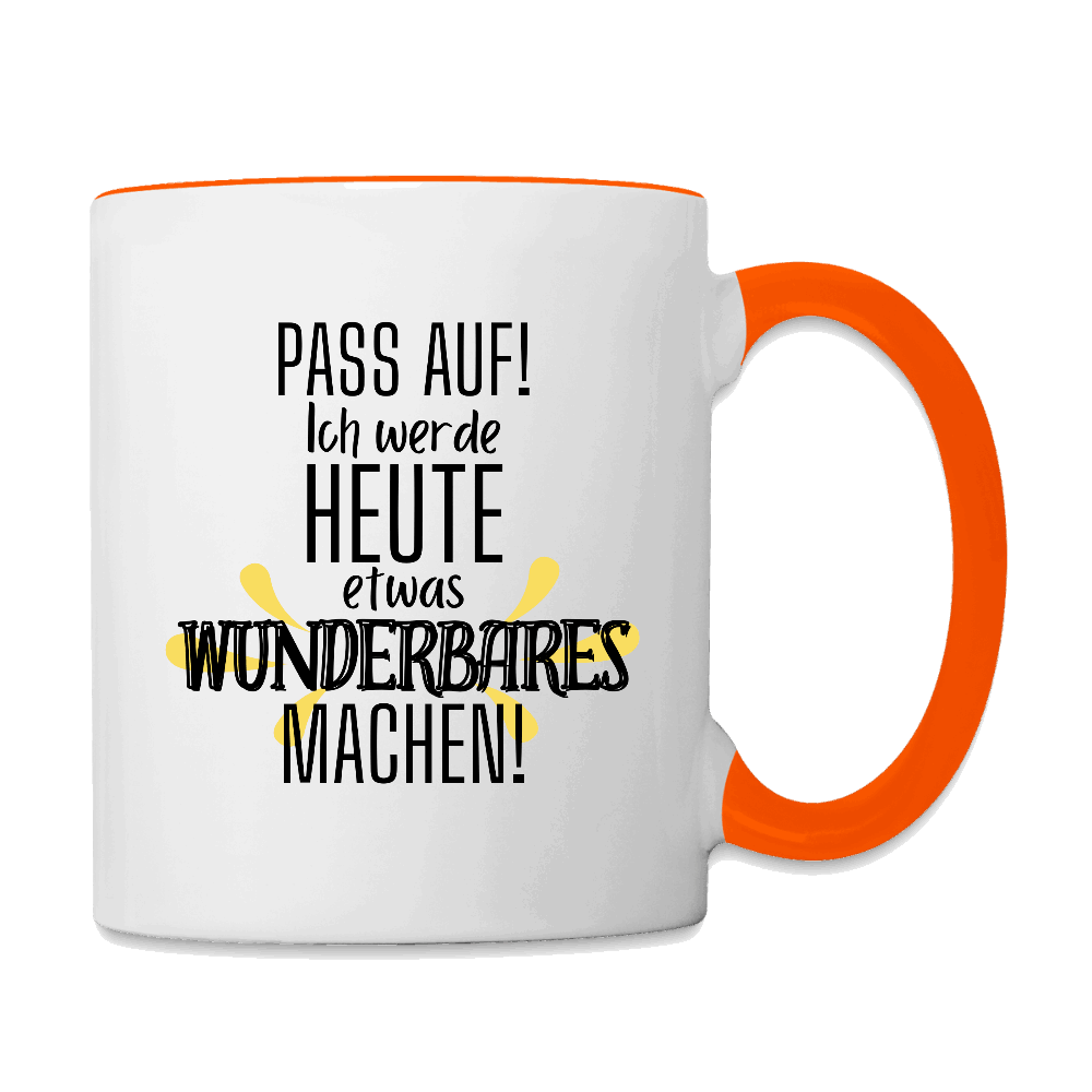 Tasse - Zweifarbig WUNDERBAR Weiß Orange