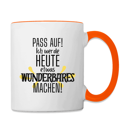 Tasse - Zweifarbig WUNDERBAR Weiß Orange