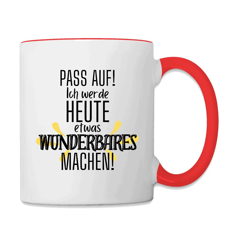 Tasse - Zweifarbig WUNDERBAR Weiß Rot