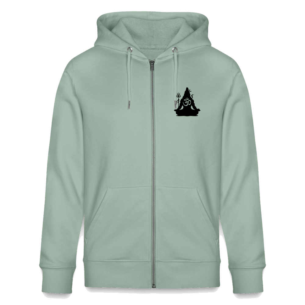 Bio Unisex Kapuzenjacke SHIVA YANTRA Helles Graugrün