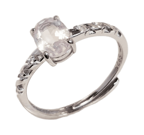 Verstellbarer Ring mit Rosenquarz aus 925er Silber