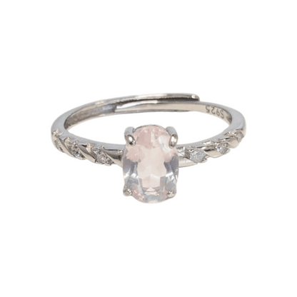 Verstellbarer Ring mit Rosenquarz aus 925er Silber