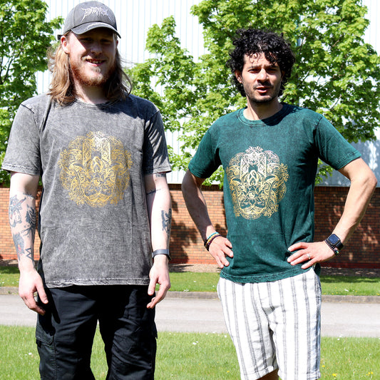 Hamsa T-Shirt aus 100 % Baumwolle mit Stonewashed-Effekt